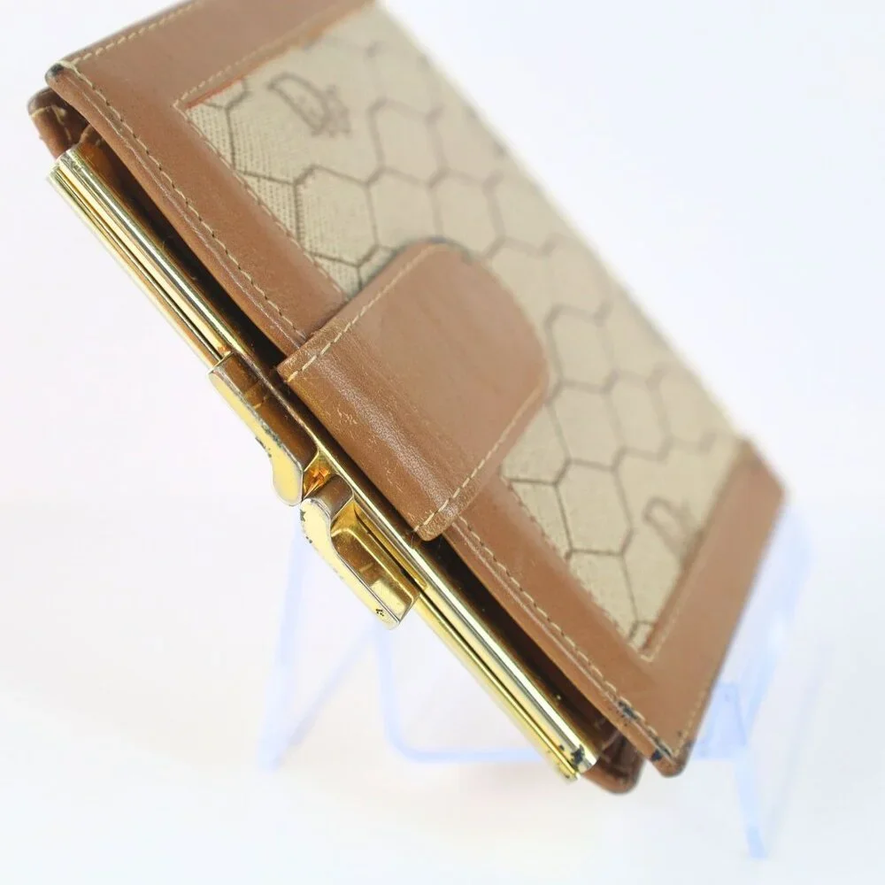 Vintage Christian Dior Honeycomb Brown Purse Wallet for Women
